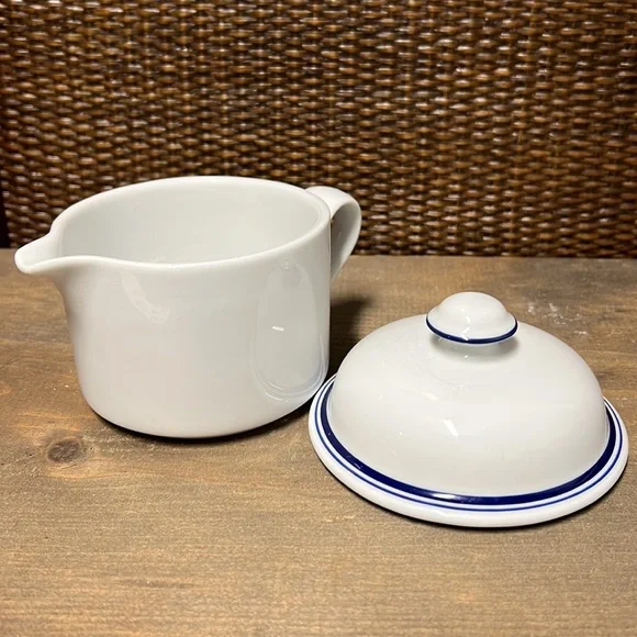 Dansk Bistro Christianshavn Blue - Vintage Cream & Sugar Jar Lid Set NWOT - Picture 13 of 16